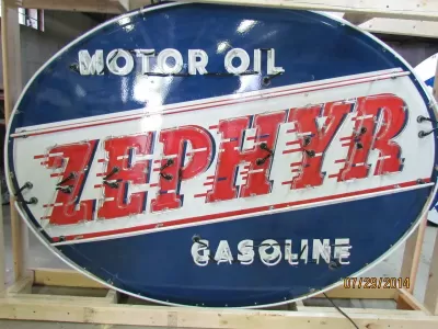 New Zephyr Gas & Motor Oil Painted Neon Sign - 7 Ft W x 5 Ft H