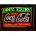 Original Coca-Cola Drug Store Porcelain Neon Sign 60"x46"