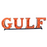 Original Gulf Porcelain Letters Sign 8 FT W x 32" H