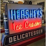 Original Hershey's Ice Cream / Delicatessen Double-Sided Neon Sign 57 " W x 40" H