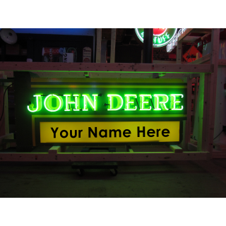 New John Deere Double-sided Porcelain Neon with Privilege Panel  76"W x 32"H