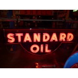 Original Standard Oil Porcelain Sign with Neon & Bullnose Ends 9 FT W x 42 IN H